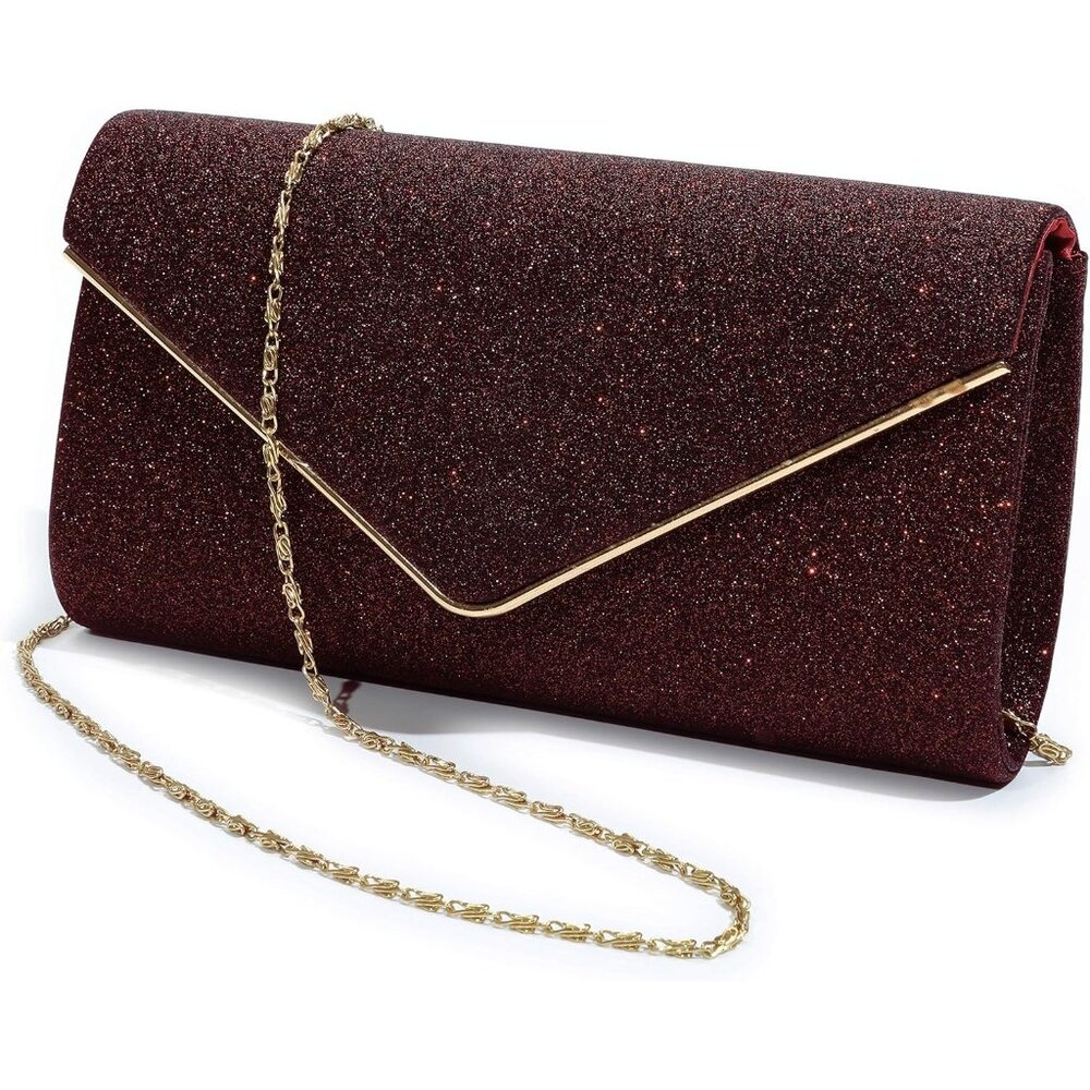 Womens Red Ladies Sparkling Party Handbag Evening Bag Clutch Purses